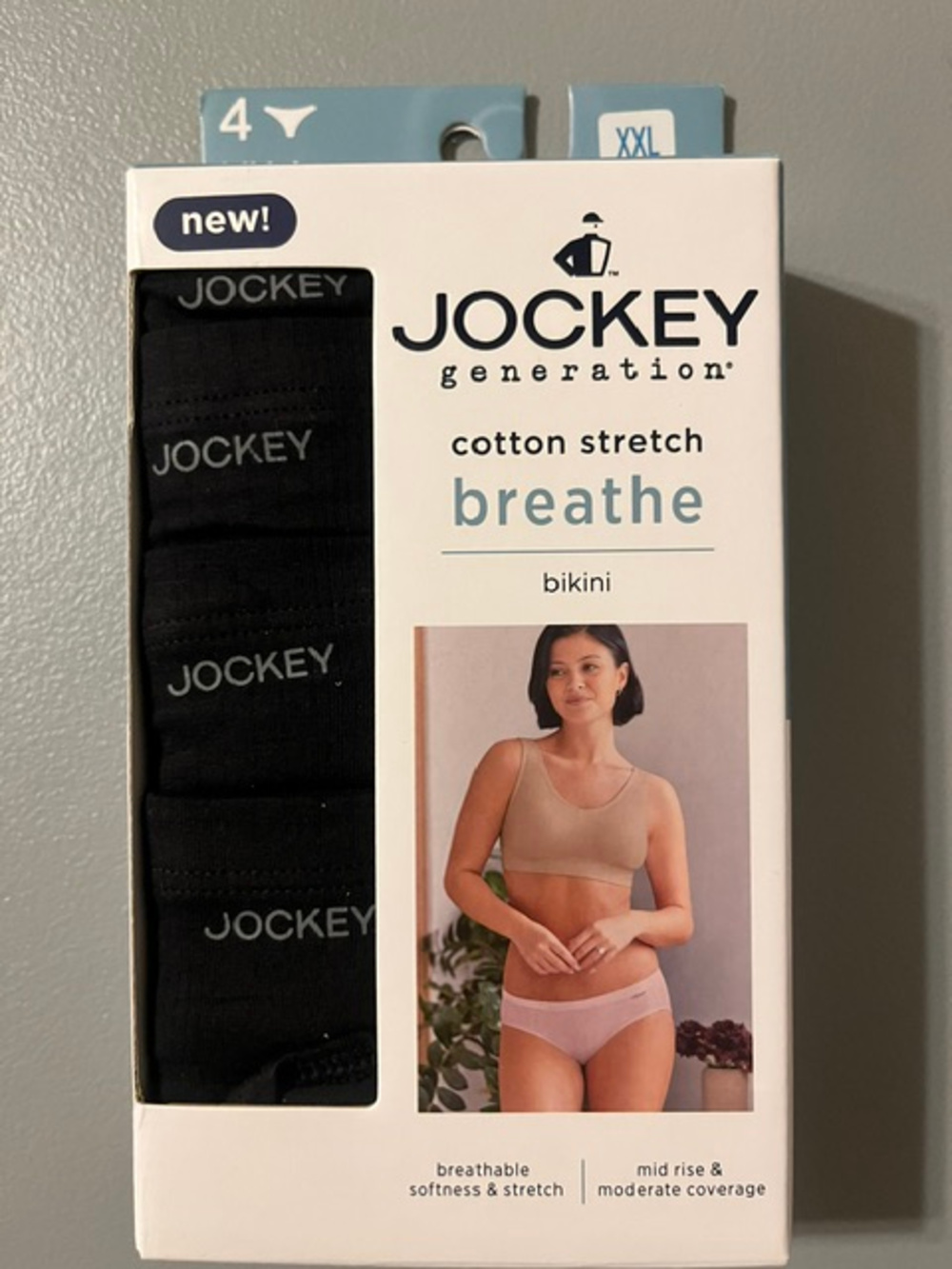 Jockey Generation Cotton Stretch Breathe Bikini Black XXL